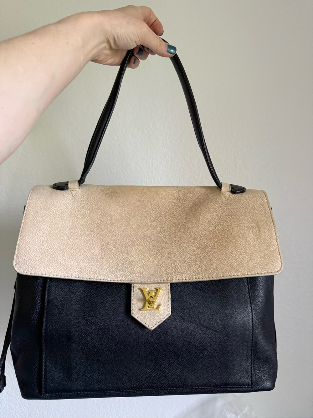 Louis Vuitton Two-Tone Black and Beige Shoulder Bag